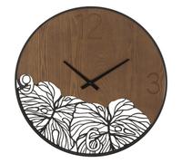 HORLOGE MURALE BOIS/FEUILLE