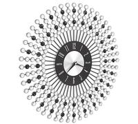 Horloge murale - Boîtier métallique rond de 43 cm - Perles de cristal - Mouvement quartz silencieux - Affichage précis de l'heure - Élégante décoration murale - Noir