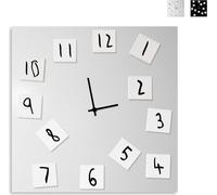 Horloge murale carrée 50 x 50 cm, design moderne avec chiffres magnétiques interchangeables - Gris