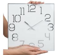 Horloge Murale carrée Digit 30 cm de diamètre, sans Bruit de tic-tac Moderne, Design en Verre Acrylique et Miroir Acrylique, Salon, Chambre à Coucher Blanche (Blanc) Blanche