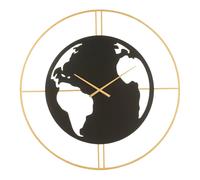 Horloge Murale Carte du Monde 90cm Noir & Or