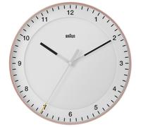 Horloge murale classique Braun à quartz, rose et blanche / mouvement silencieux et précis / trotteuse à effet flottant (sans tic-tac) / verre trempé / 30 cm