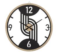 Horloge murale Clips en fer noir et bois