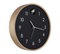 Horloge murale coucou horloge en bois analogique noir naturel D 31,5 cm
