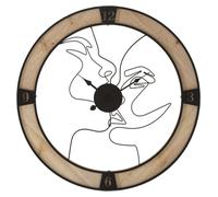 Horloge murale Couple avec profils d'auteur sur bois naturel