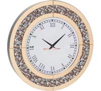 Horloge murale Crushed Diamond élégante - Ronde - Or - 80cm - Sans éclairage
