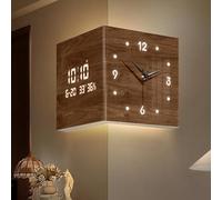 Horloge murale d'angle carrée à LED double face, acrylique moderne, créatif, lampe murale lumineuse, alimentation électrique enfichable, art mural décoratif