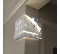 Horloge Murale d'angle Moderne à Double Face LED, Design Acrylique et métal, 40 x 40 cm, pièce décorative pour Salon et Chambre, Cadeau de décoration Unique (Taille : 40 x 40 cm)
