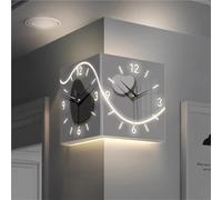Horloge Murale Dangle Moderne Double Face avec éclairage LED, Cube Silencieux à Brancher avec Cadran en Forme de cœur, Applique décorative Chambre, Salon ou Couloir, 40 cm (15,7 Pouces). (15.7in)