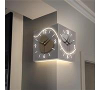 Horloge Murale Dangle Moderne Double Face avec éclairage LED, Cube Silencieux à Brancher avec Cadran en Forme de cœur, Applique décorative Chambre, Salon ou Couloir, 40 cm (15,7 Pouces). (10.2in)