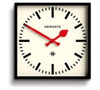 Horloge murale de 33 cm – Style horloge de gare, en acrylique, noire et rouge, mouvement à quartz