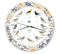 Horloge murale de 34 cm, en plastique, motif "Nénuphar", avec sons d'oiseaux