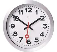 Horloge murale de 35 cm, blanche, en aluminium, silencieuse – Index de numéro de station