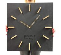 Horloge murale de 50 cm, rectangulaire, noire, silencieuse, modèle LOFT Grande