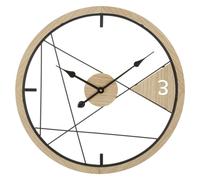 Horloge murale Mauro Ferretti, motif géométrique, marron et noir, 60 x 2,5 cm