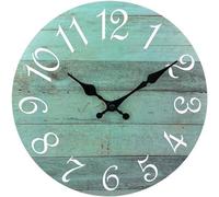 Horloge murale de cuisine moderne et rustique en bois, 30 cm, verte