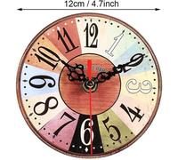 Horloge murale de style européen, 4,5 pouces (12 cm) ; horloge suspendue de style vintage pour la décoration murale ; horloge murale artistique et créative avec des chiffres ronds de style antique, po