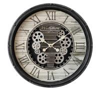 Horloge murale, décoration murale, mécanisme d'horlogerie, plastique, noir, engrenages, diamètre 50,8 cm