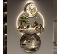 Horloge Murale décorative 3D avec éclairage LED, Alimentation Secteur, Style Moderne, idéale pour Le Salon, la Chambre, Le Bureau ou l'entrée (Style C 19,6 x 39,3 cm).