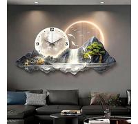 Horloge murale décorative 3D avec lumière LED, horloge murale silencieuse et créative, relief moderne en couches, décoration intérieure, lampe pour salon, chambre, cuisine, bureau (Bleu 2,60 x 30 cm