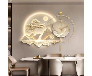 Horloge Murale décorative, Grande Applique Murale avec Horloge, Horloge Murale Moderne décorative, Sculpture Murale à Suspendre pour Salon, Chambre, Bureau, Salle à Manger, Alimentation Sect