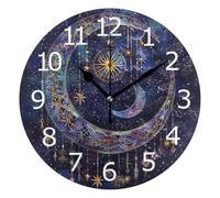 Horloge Murale Décorative Horloges Murales Silencieuse Horloges pour Déco Chambre Maison 25cm Astrologie Mystique Bohème Lune Étoiles Décoration Boho