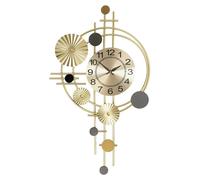 Horloge murale décorative moderne - Horloge murale - Silencieuse, sans tic-tac, avec trotteuse - Grand format 45 × 78 cm - Cadre métallique pour salon, cuisine ou bureau - Dorée