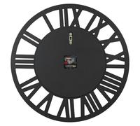 Horloge murale décorative ronde - Montre à quartz - Verre miroir avec décor en cristaux broyés - Chiffres romains - Argenté
