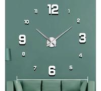 Horloge murale design 3D silencieuse, cadre mode miroir/or et argent avec chiffres 3D, convient pour le salon, la salle à manger, l'environnement de bureau calme et la bibliothèque, parfait pour la dé