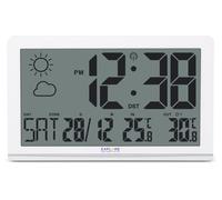 Horloge murale design "funk", avec station météo, blanche, grand écran LCD