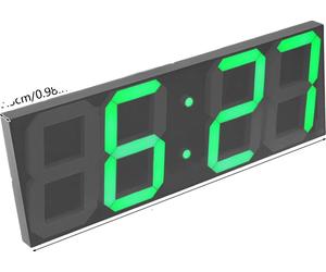 Horloge murale, design moderne minimaliste, affichage LED, vert, 16 pouces