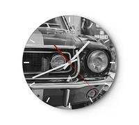 Horloge Murale Design Ronde 30x30 cm Noir et Blanc Autos - 4619
