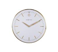 Horloge murale design silencieuse blanche et dorée 30 cm avec verre bombé
