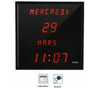 Horloge murale digitale affichage rouge en français date et heure