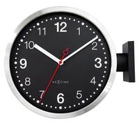 Horloge murale double face en aluminium, blanc/noir, style épuré, 32 cm