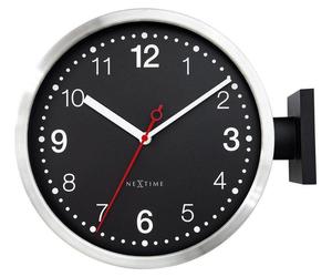 Horloge murale double face en aluminium, blanc/noir, style épuré, 32 cm