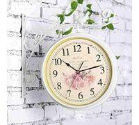 Horloge Murale Double Face, Horloge De Gare, Motif Petit Oiseau, Horloge De Train en Fer Forgé, Rotation à 360 Degrés, pour Jardin Intérieur Et Extérieur, Horloges étanches, White, a
