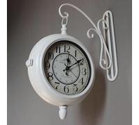 Horloge Murale Double Face, Horloge Suspendue Vintage à Deux Cadrans, Horloge Murale rétro Rustique Salon, intérieur/extérieur, Cour, Ferme, Jardin, Porche, Cadran Antique