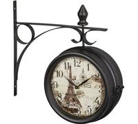 Horloge murale double face Tour Eiffel, noire, 34 x 35 x 10 cm