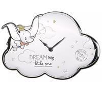 Horloge murale Dumbo en argent, Disney, dimensions : 33 x 22 cm, fabrication italienne
