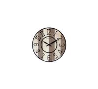 Horloge murale en bois, Ø 50 cm, style moderne, silencieuse, structure métallique, marron/noir