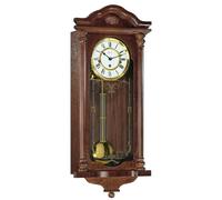 Horloge murale, en bois, de couleur marron, dimensions 67x29x14,5 cm, mécanisme d'horlogerie, carillon Westminster