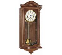 Horloge murale, en bois, de couleur marron, dimensions 67x29x14,5 cm, mécanisme d'horlogerie, carillon Westminster