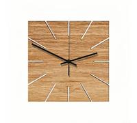 Horloge murale en bois fabriquée à la main - Motif unique - Carré - 30,5 cm | Bois naturel fabriqué à la main, motifs uniques, pas deux identiques, finition marron rustique, pour une construction durable