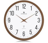 Horloge murale en bois radiocommandée de 30 cm avec baguettes en bois, marron, horloge moderne pour la cuisine et le salon