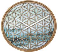 Horloge murale en bois silencieuse, verte à motifs floraux, 40 cm