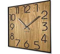 Horloge murale en bois Wood Square chêne 40cm de diamètre aspect bois sans tic-tac