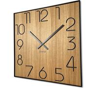 Horloge murale en bois Wood Square chêne 60cm de diamètre aspect bois sans tic-tac