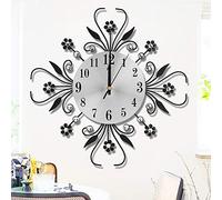 Horloge Murale En Cristal De Fleur 3D, Horloges Murales Silencieuses En Fer Sans Tic-tac De 13,8 Pouces, Horloge Décorative De Style Européen Pour la Maison/bureau/école/cuisine/chambre/salon