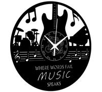 Horloge murale en forme de guitare, pour bassiste, musique, 30 cm, noire, silencieuse, à aiguilles